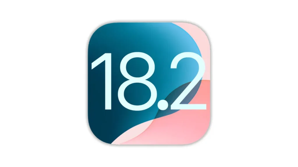 Het officiële logo van iOS 18.2, de nieuwste software-update van Apple.